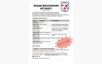 Stage multisports 20 & 21 Octobre 2025